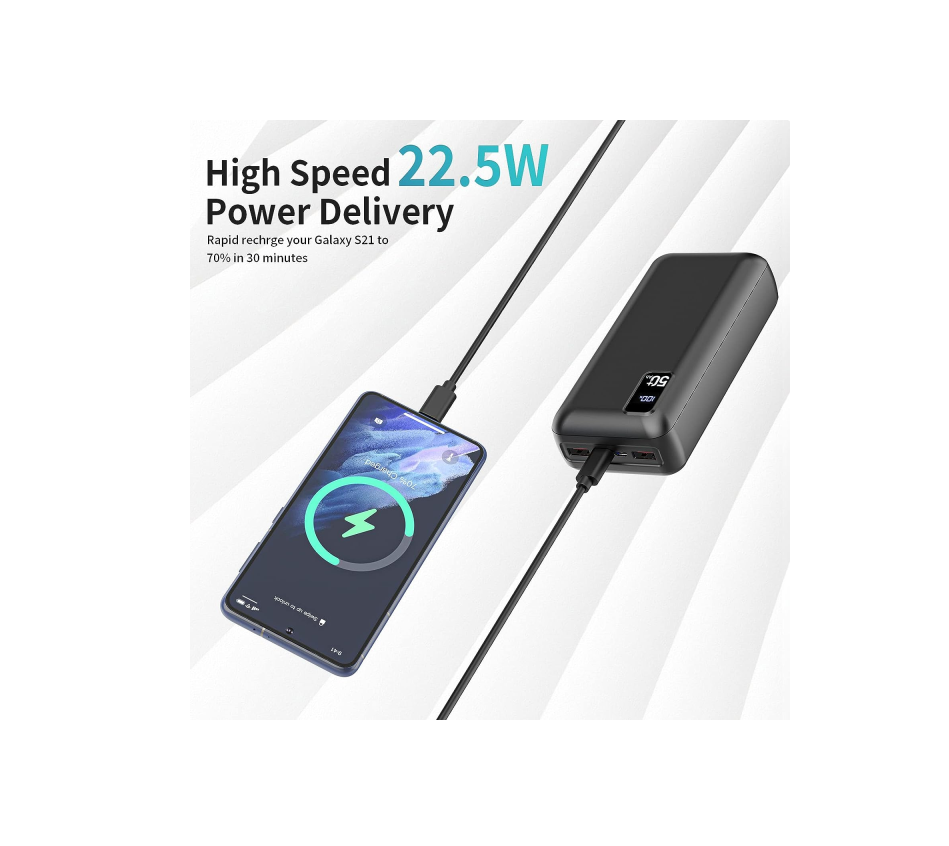 POIYTL Power Bank 50000mAh 22.5W Fast Charging Portable Charger with Black
